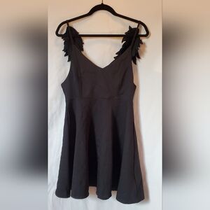 Black Mini Dress with Shoulder Accents
